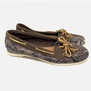 Sperry Top-Sider Women's Firefish Boat Shoes Brown Python Print Leather Size 6​